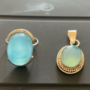 925 sterling silver Sz 9 ring and pendant